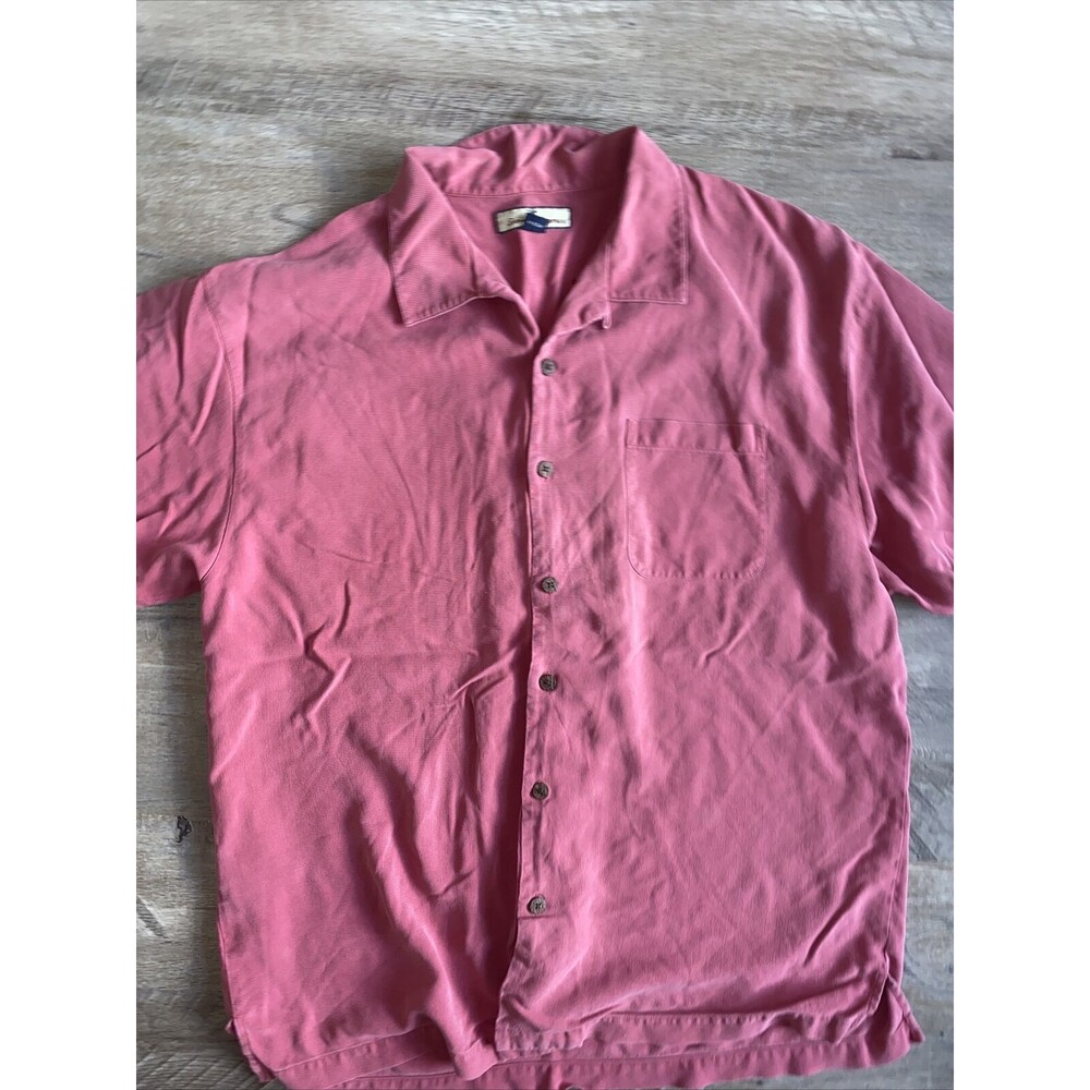 Tommy Bahama XL 100% Silk Short Sleeve Shirt Red Bahama